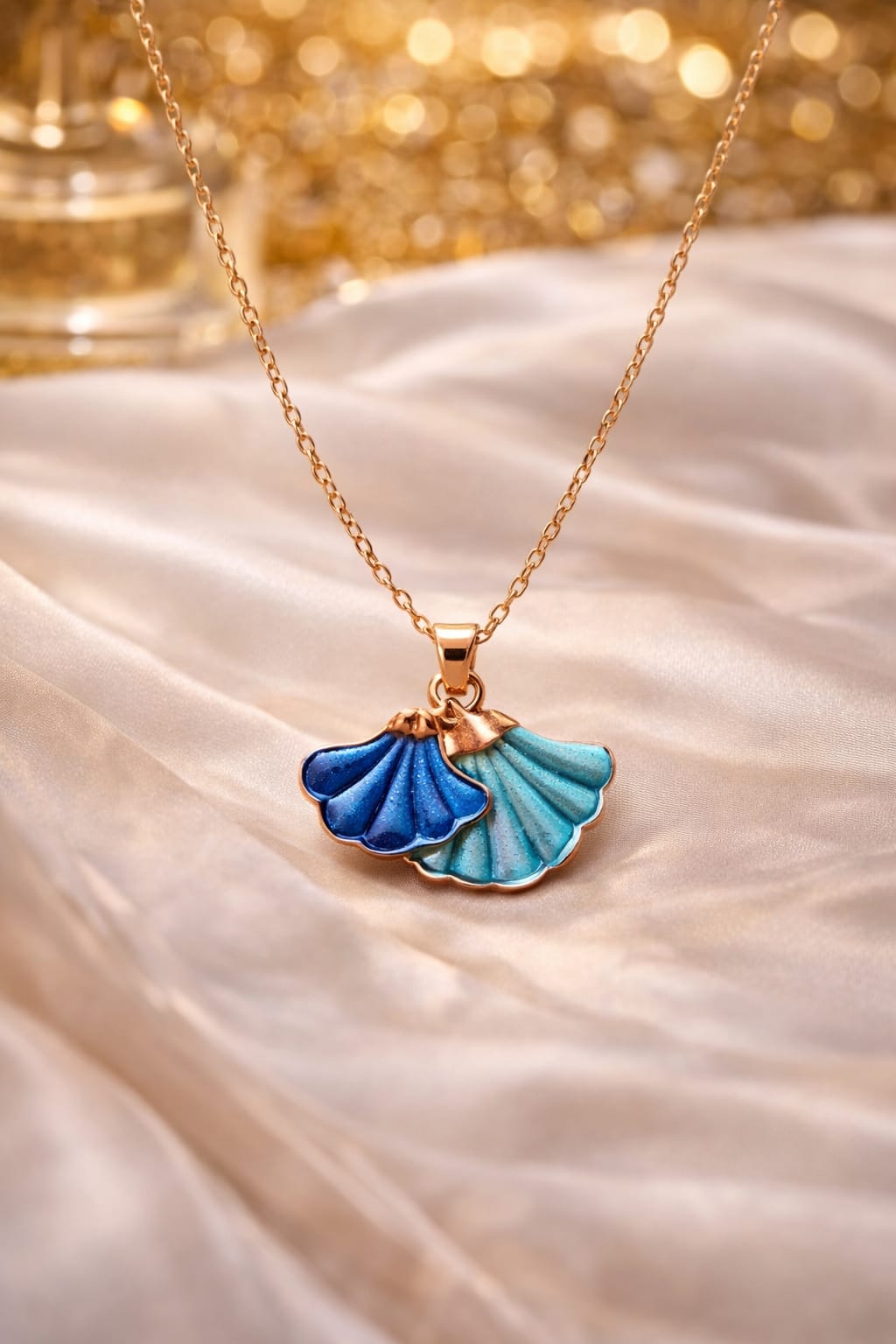 Azure Shell Enamel Pendant Necklace