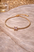 Gold Tone Square Crystal Tennis Bracelet