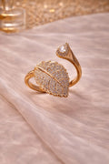 Gold Tone Leaf Design Adjustable Ring