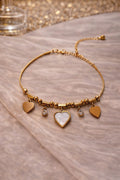 Gold Tone Heart Charm Adjustable Bracelet