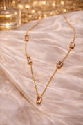 Rose Crystal Station Chain Necklace