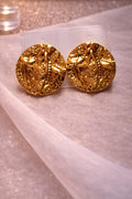 Textured Gold Disc Stud Earrings