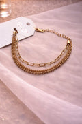 Gold Layered Bead & Link Chain Bracelet